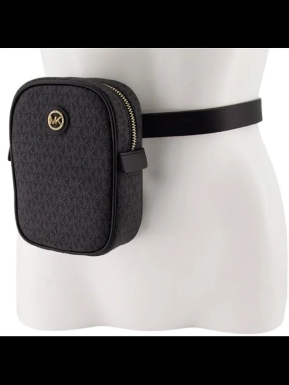 NWT Michael Kors women’s logo belt bag black gold size S/M